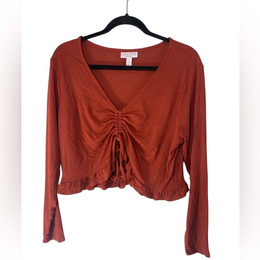 Isabel Maternity by Ingrid & Isa Women’s XXL rust burnt orange cropped chic top